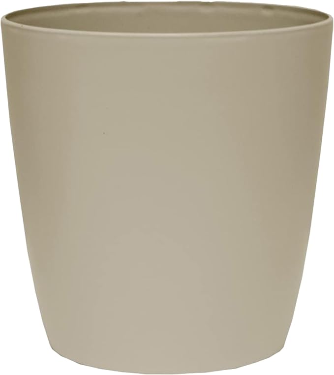 The HC Companies Aria Round Self-Watering Pot - Lightweight Plastic Planter for Herbs & More - Durable Plant Pots for Indoor Plants & Outdoor Plants (6" Beige, Pack of 1)