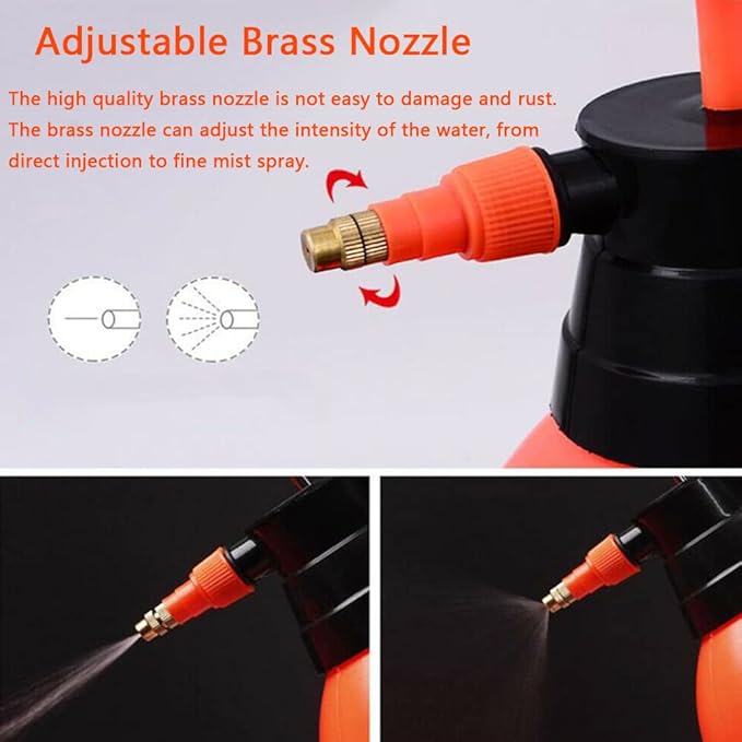 2 Pcs Garden Pump Sprayer, 0.5Gallon/68oz Hand-held Lawn Pressure Orange Spray Bottle with Adjustable Nozzle (FKM Gasket Update)
