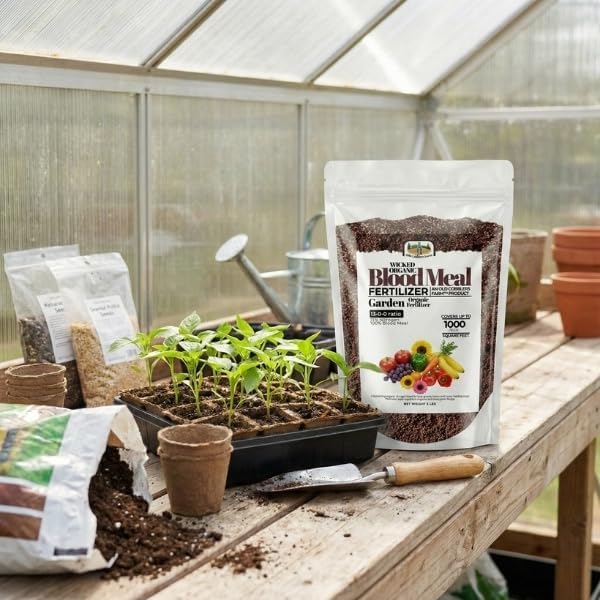 Old Cobblers Farm™ Wicked Organics Blood Meal – High-Nitrogen Soil Booster for Lush Lawn & Vigorous Garden Growth | Promotes Greener Foliage & Strong Roots | (5 lbs | 10 lbs | 15 lbs | 20 lbs) (20lbs)