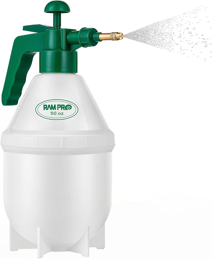 RamPro Garden Sprayer, 0.4 Gallon Pump Sprayer, 1.5L Weed Sprayer, 50 Oz Water Sprayer Pump Spray Bottle for Lawn Sprayer, Plant Mister, Safety Valve & Adjustable Brass Nozzle Pressure Hand Sprayer