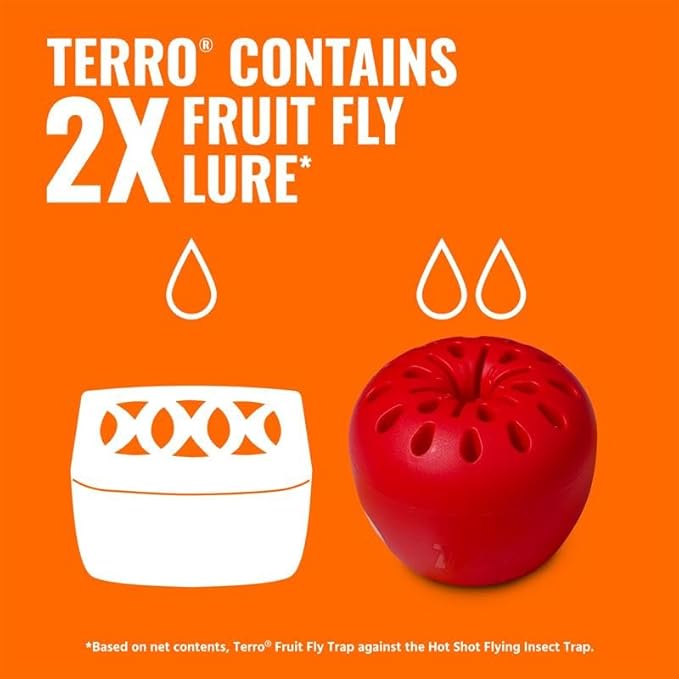 Terro Fruit Fly Traps for Indoors (6 Pack) + 270 Days of Lure Supply