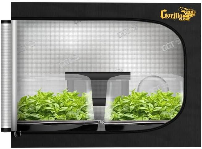 Gorilla Clone Tent 24x24x32 Inch Indoor Propagation Tent for Seedlings, Clones, and Cuttings, 210D Reflective Canvas, Micro-Mesh Filters, Fits 2 Standard Seedling Trays