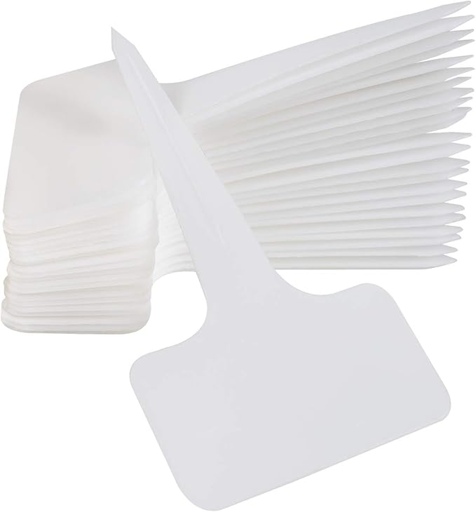 100PCS Plant Labels, 2.36x3.93IN T-Type PVC Garden Tags, Waterproof Plant Sign, Durable Garden Labels, Nursery Garden Marker, Plant Name Tags for Seed Potted Herb Flower Vegetable (White)