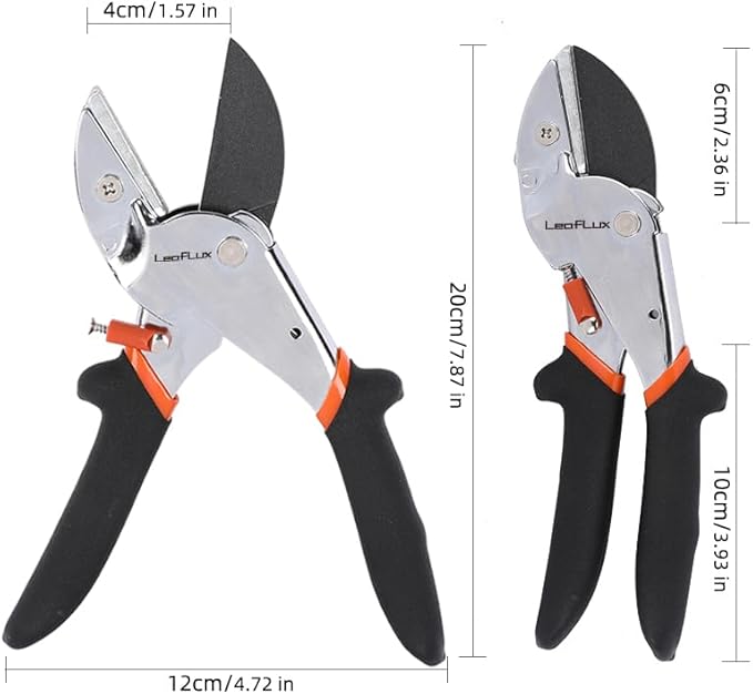 LeafLux 8" Professional Heavy Duty Anvil Pruning Shears with Anti-Rust SK-5 Blades, Garden Shears for Dry Stems and Small Branches, Gardening Scissors, Clippers for Wood, Non-Slip Handle. | LFXP1108S