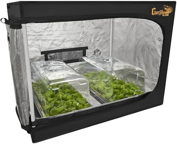 Gorilla Clone Tent 24x24x32 Inch Indoor Propagation Tent for Seedlings, Clones, and Cuttings, 210D Reflective Canvas, Micro-Mesh Filters, Fits 2 Standard Seedling Trays