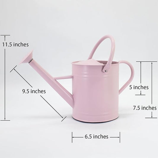1 Gallon Watering Can, Matte Pink (Almost Manve), Metal Watering Can with Removable Spout, Galvanized Water can with Floral Design, Perfect Plant Water Can for Outddor and Indoor Use