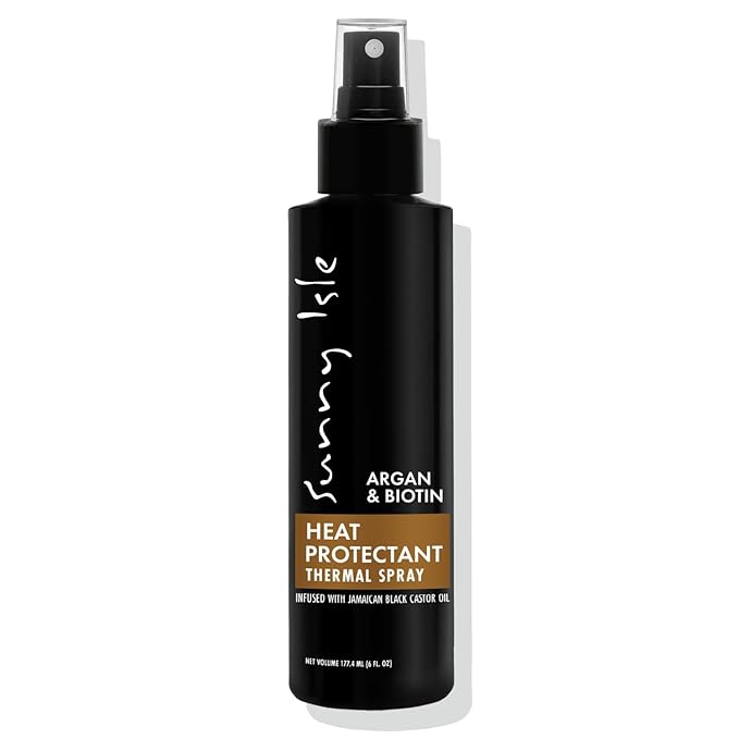 Sunny Isle Argan & Biotin Heat Protectant Spray - Infused With Jamaican Black Castor Oil - 6 oz