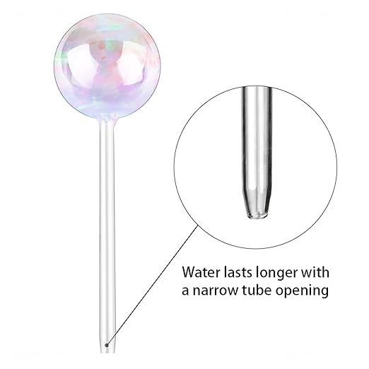 Tomorotec [3PCS] Light Iridescent Rainbow Gradient Color Clear Glass Self-Watering System Spikes, Automatic Plant Waterer Bulbs