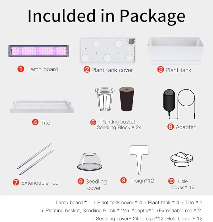 Grow24 Indoor Herb Garden Kit, LED Grow Light, 4 Hydroponic Planter Pots, White