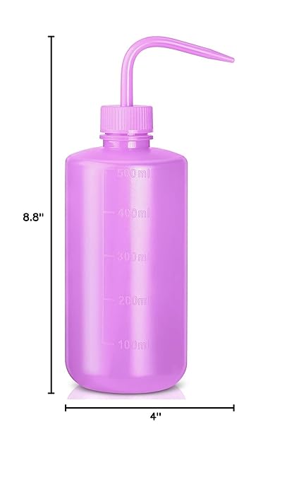 Valchoose 500ml Premium Eyelash Water Bottle for Extensions, 16oz Lash Rinse Bottle No Need to Squeeze Hard, Easy to Carry Tattoo Squeeze Bottle for Eyelashes, Cleaning(Translucent Purple)