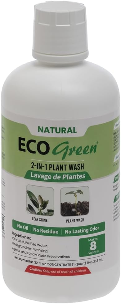 Environmental Plant Management ECO Green Concentrate | Spray & Walk Away Leaf Wash for Live & Artificial Plants | No Wipe Plant Cleaner | Oil-Free, Indoor & Outdoor Use