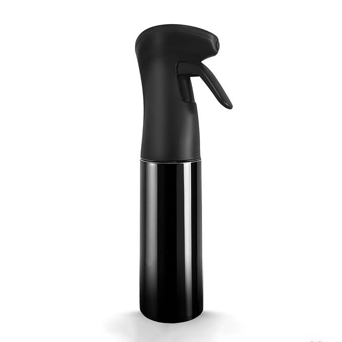 Spray Bottle for Hair (10.15OZ /300ML) Continuous Ultra Fine Mist Sprayer for Hair, Salons, Barber, Plants, Skin Care, 1 Pack Pure Black