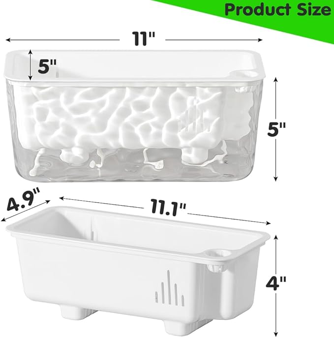 3 Pack Self Watering Rectangular Plant Pots, 11" x 5"x 5" Plant Containers with Drainage Holes, Rectangle Houseplant Window Planters for Succulents, Flowers,Herbs,Vegetables (White)