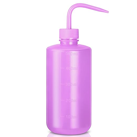 Valchoose 500ml Premium Eyelash Water Bottle for Extensions, 16oz Lash Rinse Bottle No Need to Squeeze Hard, Easy to Carry Tattoo Squeeze Bottle for Eyelashes, Cleaning(Translucent Purple)