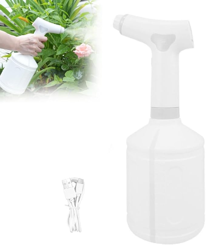 Electric Spray Bottle, 1L Rechargeable Battery Powered Electric Sprayer Watering Can Indoor Plants, Handheld Automatic Plant Sprayer for Garden, 2 Water Spraying Modes
