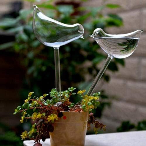 Yahpetes Automatic Watering Globe Plant Watering Globes Plastic Watering Bulbs Waterer Flower Water Drip Irrigationdevice Self Watering System (Bird+Star)