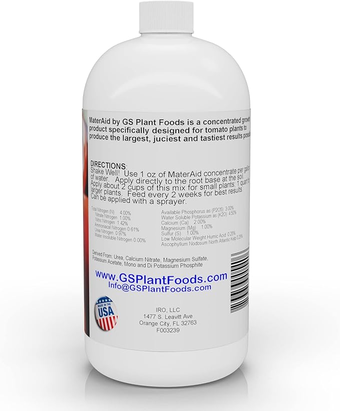 MaterAid Tomato Fertilizer - Organic Plant Food for Feeding & Growing Tomatoes (1 Quart)- Tomato Food Suitable for All Your Tomatoes