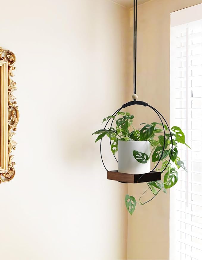 Hanging Planter - Plant Hanger Indoor Hanging Plant Holder for Window Wall Celling Decor (Brown, 1 Pack)