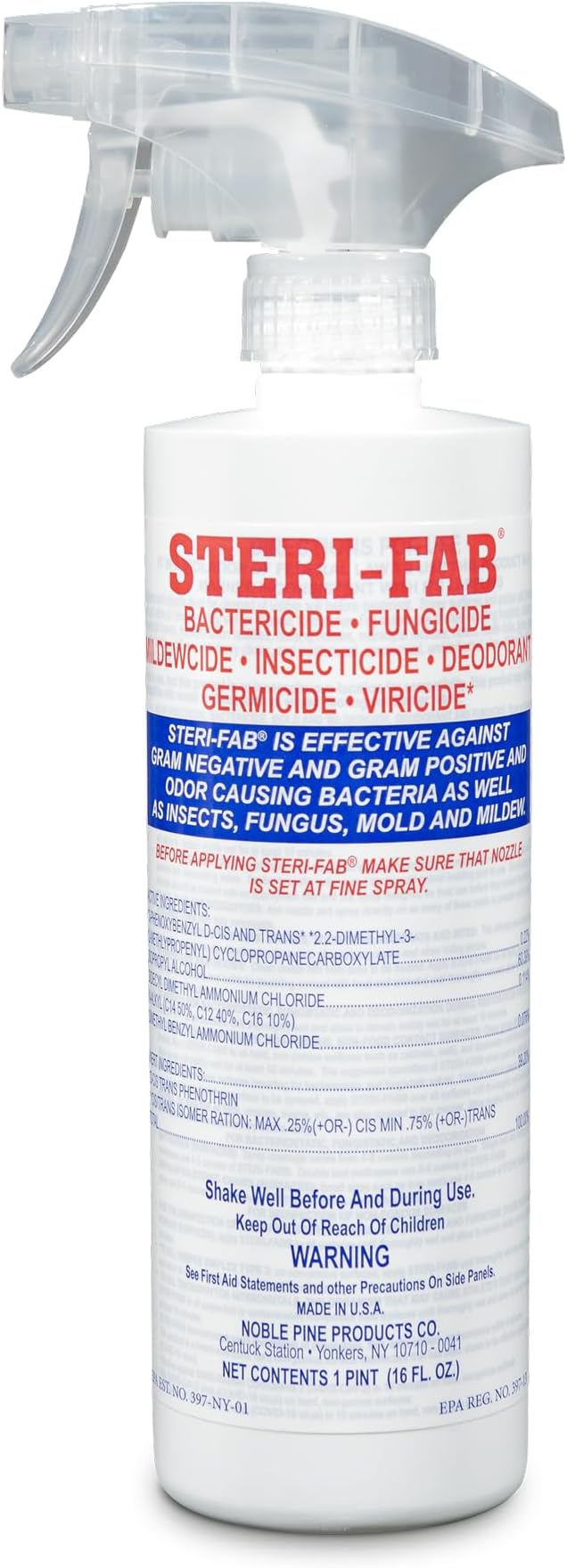 Steri-fab All-in-One Disinfectant & Insecticide Spray – Kills Bed Bugs, Fleas, Mites, Roaches, Viruses, Fungi, & Odors – Quick-Drying, Non-Residual, 16 Ounce Sprayer Bottle
