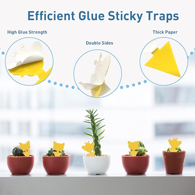 120 Pack Fruit Fly Traps for Indoor Outdoor, 3 Shapes Yellow Sticky Bug Traps, Double-Side Fungus Gnat Killer for Houseplants, Mosquitos, Flying Insects