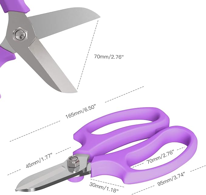 Housolution Flower Scissors, Strong Floral Shears, Premium Steel Garden Pruning Shears Floral Fruits Leaf Scissors Hand Pruner Snip Trimming Tool for Gardening Flower Arrangement, Purple
