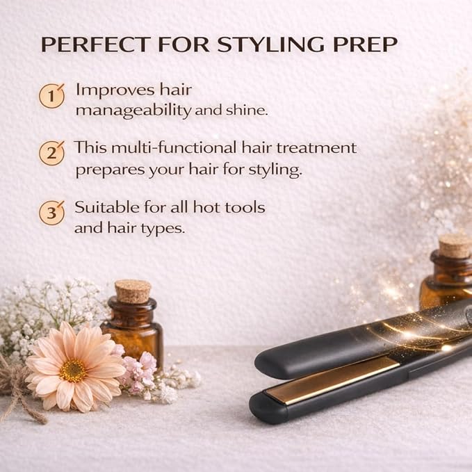 Lanthome Thermal Protection Spray for Hair - 450°F Heat Protectant, Frizz Control & Shine Enhancer, Suitable for All Hair Types & Hot Tools 150ml