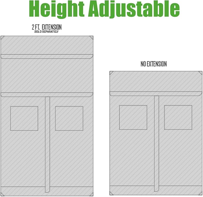 OMNIHW Extension Grow Tent 48" x 48" x 78" + 20", 1680D Canvas Reflective Mylar Professional Indoor Heavy Duty Growing Tents with Window and Removable Floor Tray for Indoor Hydroponic Plant - 4' x 4'