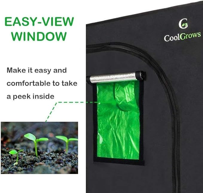 Grow Tent, 4x2 Feet Mylar Hydroponic Grow Tent with Observation Window and Floor Tray for Indoor Gardening Plant Growing (48"x24"x60")