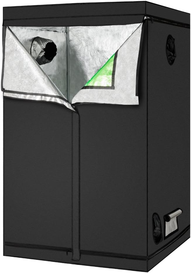 Grow Tent, 120 x 120 x 200cm, Black, Oxford Cloth, Iron Frame, PEVA & Aluminum Inner, Hydroponic-Grow-Tents, Indoor Plant Growing