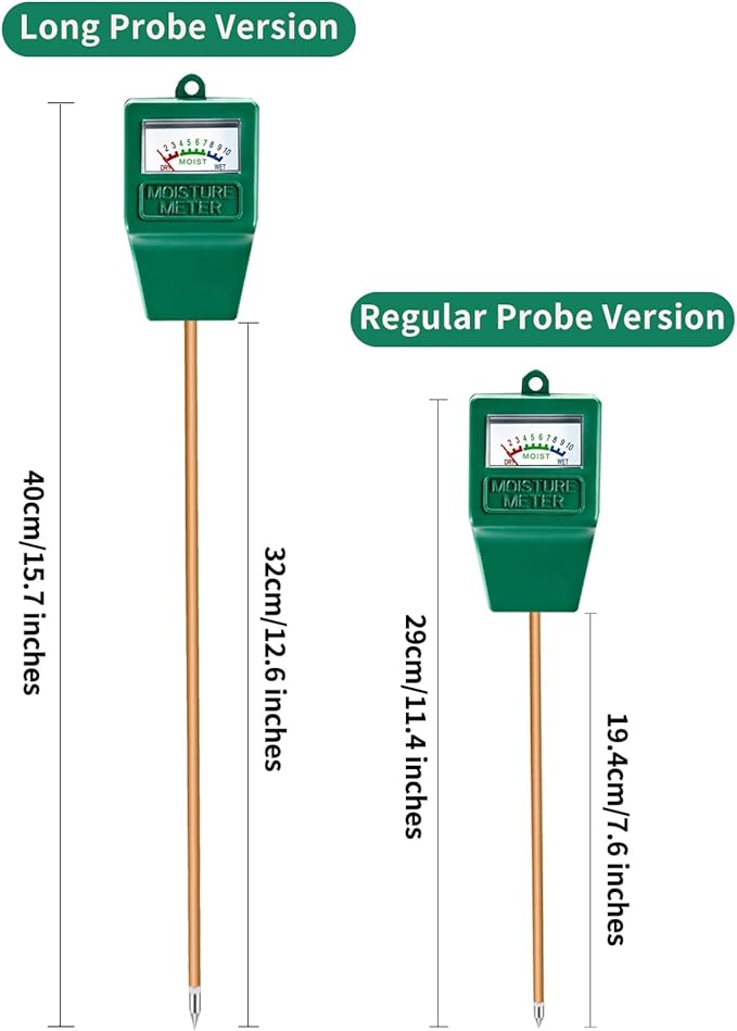 Soil Moisture Meter,Long Probe Plant Hygrometer Moisture Sensor Plant Water Monitor for Potted Plants,Garden,Farm, Lawn(No Battery Needed)