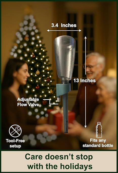 Premium Engineered, No-Leak, Adaptable Green Plant Watering Globes, 5 Pack Plant Stakes, Self Watering Spikes, Self Watering Planter Insert, Watering Bulbs for Indoor Plants, Vacation Plant Waterer