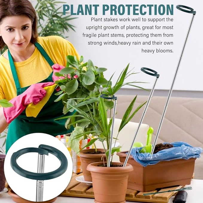 3 Pack Extendable Monstera Plant Support Stakes, Aluminum Alloy, Tomato Stakes Length Adjust from 16.93" to 32.28", Single Stem Support Stakes for Plant Flowers,Rose, Orchid