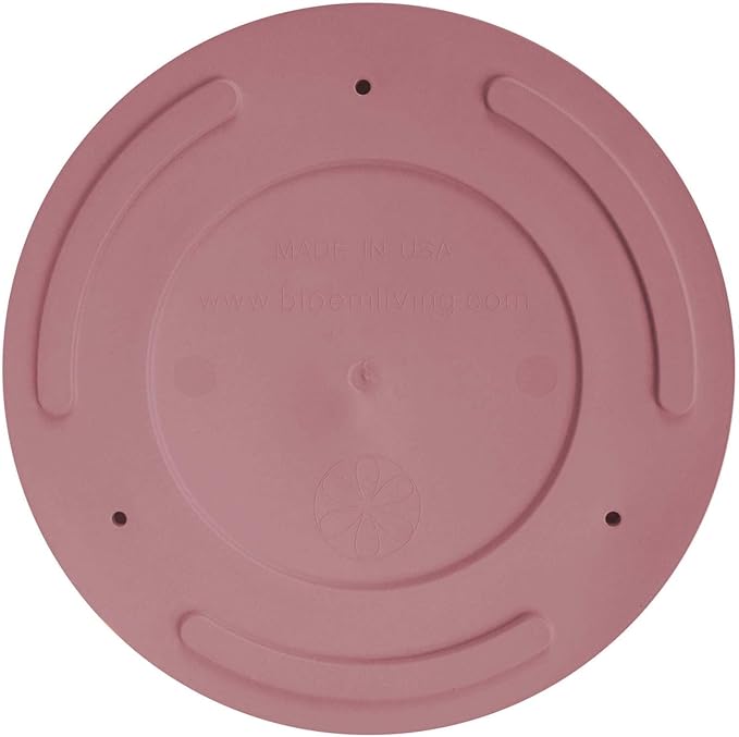 Bloem Mathers 10" Dusty Rose Round Modern Resin Garden Planter Pot with Drainage Holes and Removable Saucer Tray Included