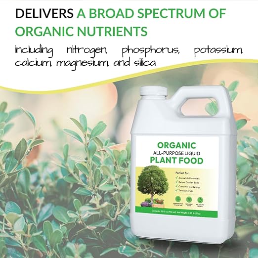 Organic All-Purpose Liquid Plant Food - Use on All Outdoor Plants: Flower Beds, Vegetable Gardens, Container Gardening | Concentrated Liquid Fertilizer Alternative (32oz, Mixes to 32 Gallons)