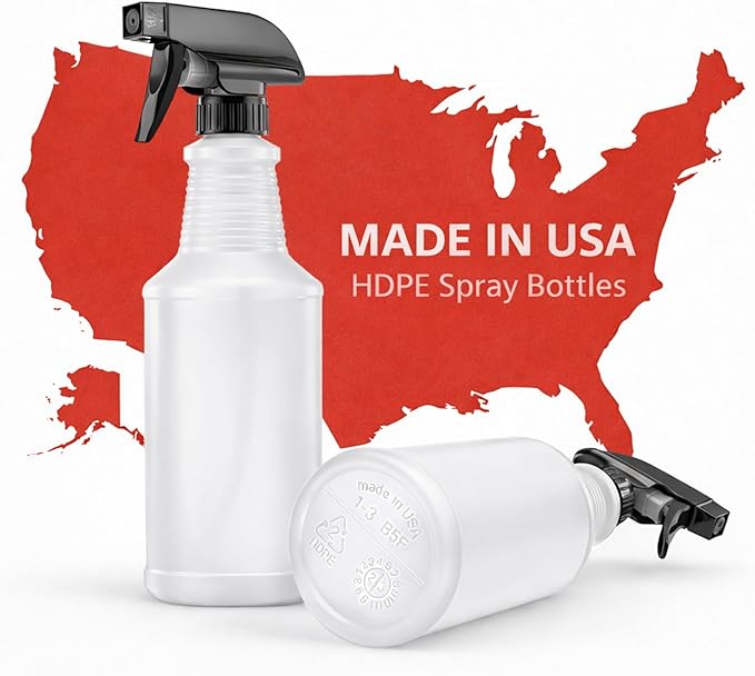 Bar5F Chemical-Resistant Spray Bottle – BPA-Free, Durable, Adjustable Nozzle for Cleaning, Gardening, Hydrogen Peroxide, Rubbing Alcohol, Leak-Proof, Multipurpose (Black (2-Pack) 24-Ounce)