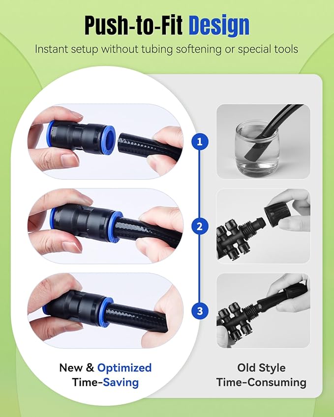 Pawfly 15 Pcs Quick Connect 1/2" Drip Irrigation Coupling Fittings for 1/2 Inch Irrigation Tubing (1/2" ID x 0.62-0.63" OD), Push-to-Fit 2-Way Straight Coupling Connectors, Drip Irrigation Parts