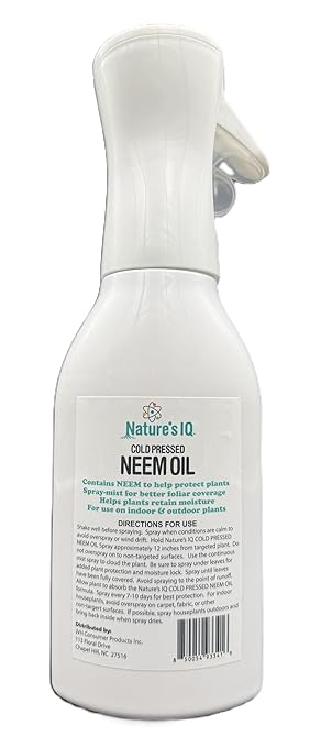 Nature's IQ Cold Pressed Neem Oil w/Spray Mist Technology for More Complete foliar Coverage. Indoor and Outdoor Plant Protection. Ready to Use.
