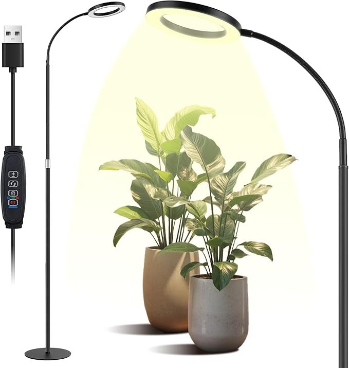Grow Lights for Indoor Plants, Full Spectrum Plant Grow Light with 3/9/12H Timer, 3 Color Modes, 10 Brightness, Adjustable Growing Lamp for Large Indoor Plants, 17.7-29.5 Inch