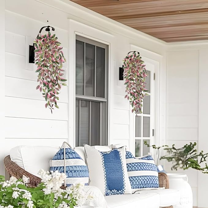DILATATA Fake Hanging Plants Artificial Hanging Plants 181 Leaves Faux Wandering Jew Hanging Leaves Plant for Wall Shelf Home Indoor Outdoor Decor - 5 Pack