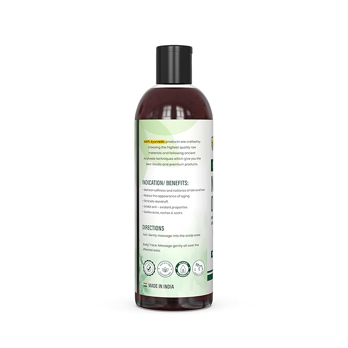 MAPL Cold Pressed Neem Oil for Hair & Skin – 100% Pure Neem Oil – Moisturizing Scalp & Dry Skin Care – Natural Conditioning Oil for Men & Women – 6.76 fl oz (200 ml)