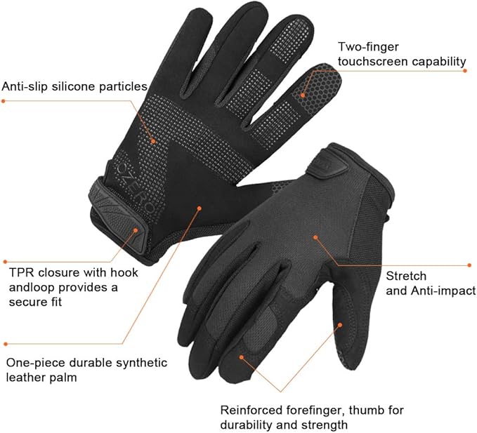 OZERO Work Gloves Men Women, Mechanic Gloves with Touchscreen Grip, Synthetic Leather Palm, Breathable Flex Fit, EN388 Tested