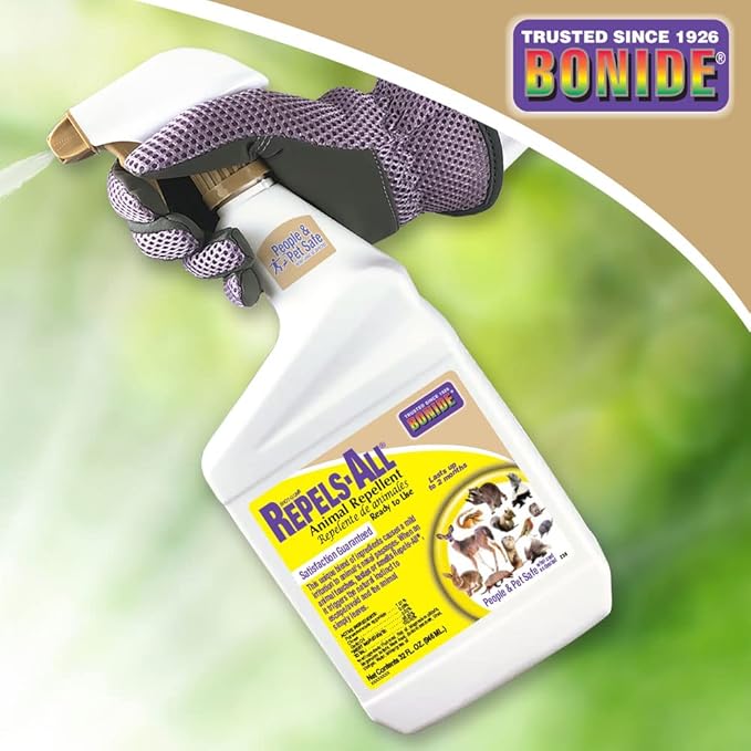 Bonide Repels-All Animal Repellent, 32 oz Ready-to-Use Spray, Outdoor Garden Deer & Rabbit Repellent, People & Pet Safe