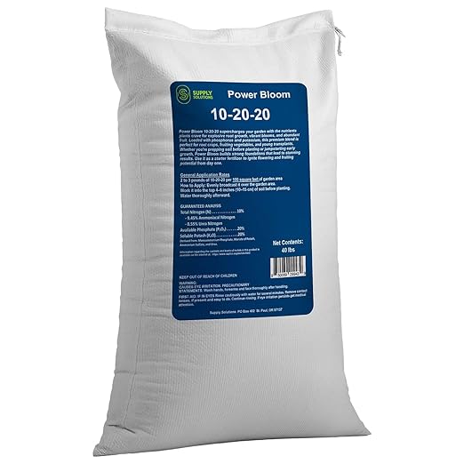 Supply Solutions | Power Bloom 10-20-20 Fertilizer | Bloom Booster Fertilizer for Flowers and Plants, High Phosphorus NPK Fertilizer for Vegetable Garden, Fruit Tree and Flower Fertilizer (40 Pounds)