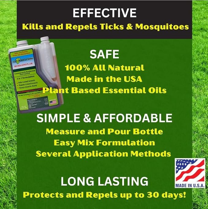 Mosquito Spray for Yard, Gentle but Effective Outdoor Insect Control, Kills Ticks on Contact, Natural Essential Oils, 8 OZ