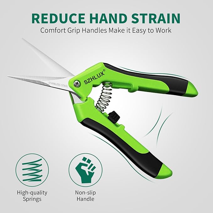 SZHLUX 6.5 Inch Gardening Scissors Hand Pruner Pruning Shears (1, Green)