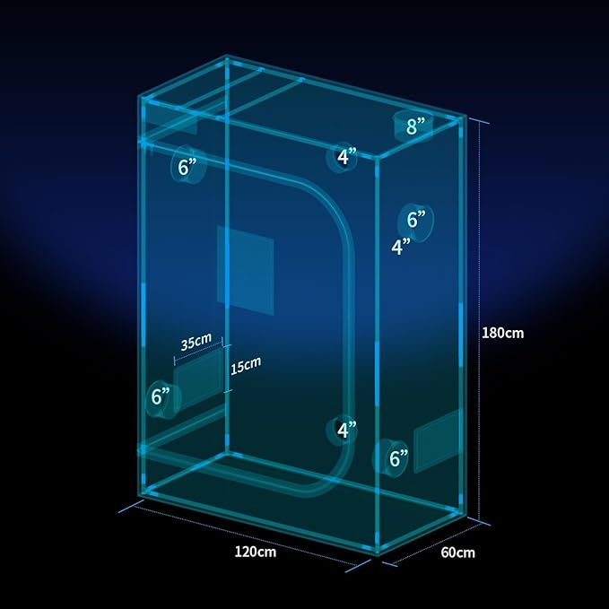 Grow Tent 4'x2'(48"x24"x72"), Heavy Duty 1680D Mylar Indoor Grow Tent for Plant, Space-Saving Rectangle Hydroponic Tent with Observation Window, Metal Frame & Floor Tray