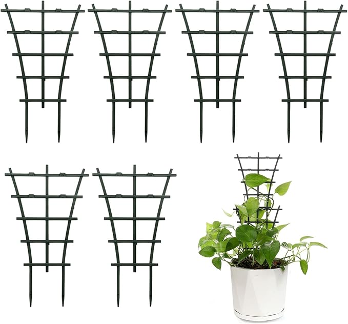 Feitore Plant Trellis Indoor, 6Pcs Stackable Plant Trellis for Climbing Plants Indoor, Small Plant Climbing Trellis for Potted Plants Plastic Climbing Plant Support Trellis for Houseplant Hoya Pothos
