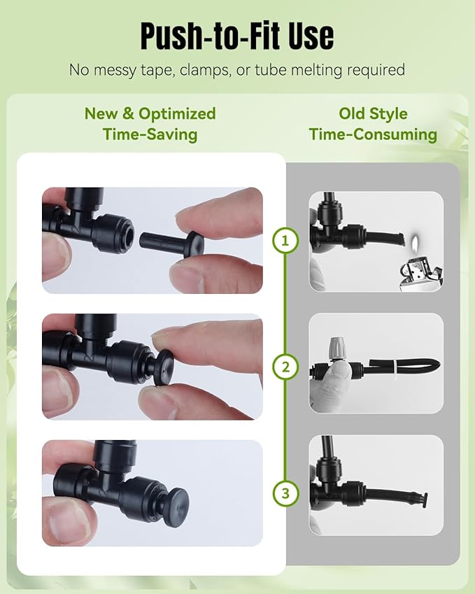 Pawfly 30 Pcs 1/4" End Plugs for Quick Connect 1/4" Drip Irrigation Tee Connectors, Push-to-Fit Connector End Cap Fittings, Leak-Proof End Closure Parts Stoppers, 1/4 Inch Drip Irrigation Parts