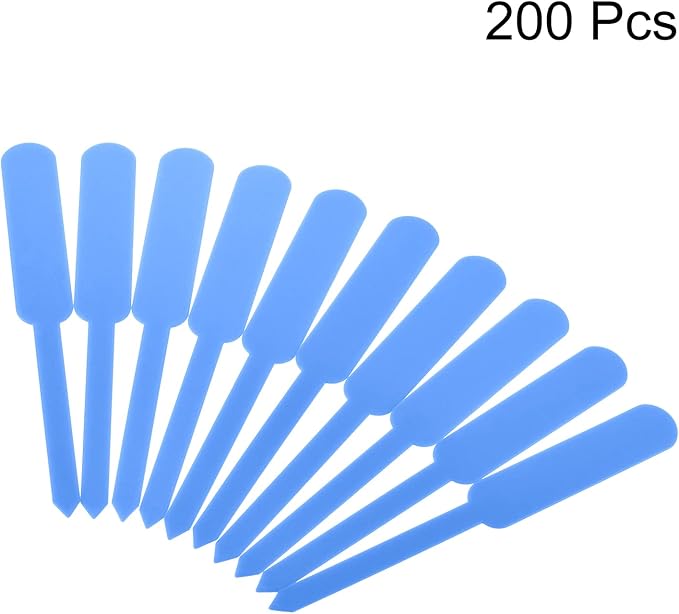 PATIKIL Plant Labels, 200Pcs PP Rectangle Marker Tags for Outdoor Indoor Garden, Light Blue