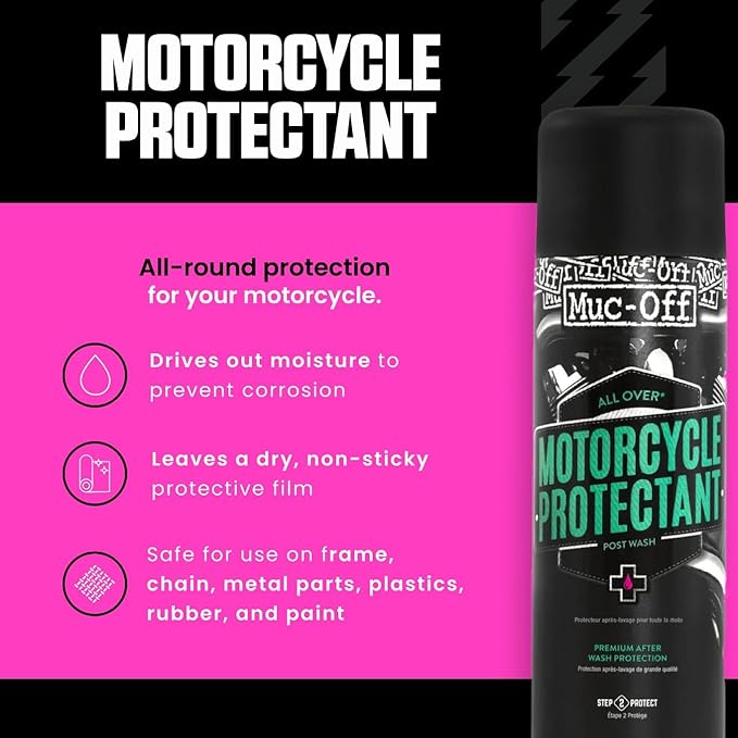 Muc Off Motorcycle Protectant, 500 Milliliters - Premium, Corrosion-Inhibiting Post-Wash Motorbike Protection Spray - Safe On All Finishes